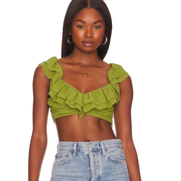 Lovers & Friends Caputo Crop Top in Green NWOT Size Small - Picture 1 of 4